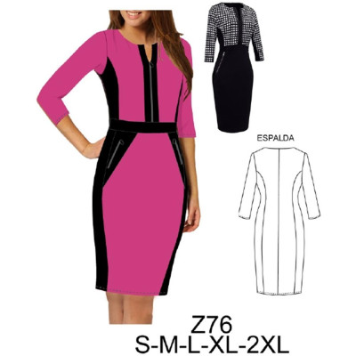 Molde de Vestido con corte en los costados y cintura, aplicaciones con cierre | Z76 Molde de Vestido con corte en los costados y cintura, aplicaciones con cierre | Z76