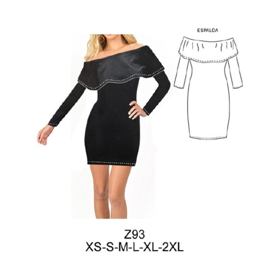 Molde de Vestido ajustado sin hombro | Z93